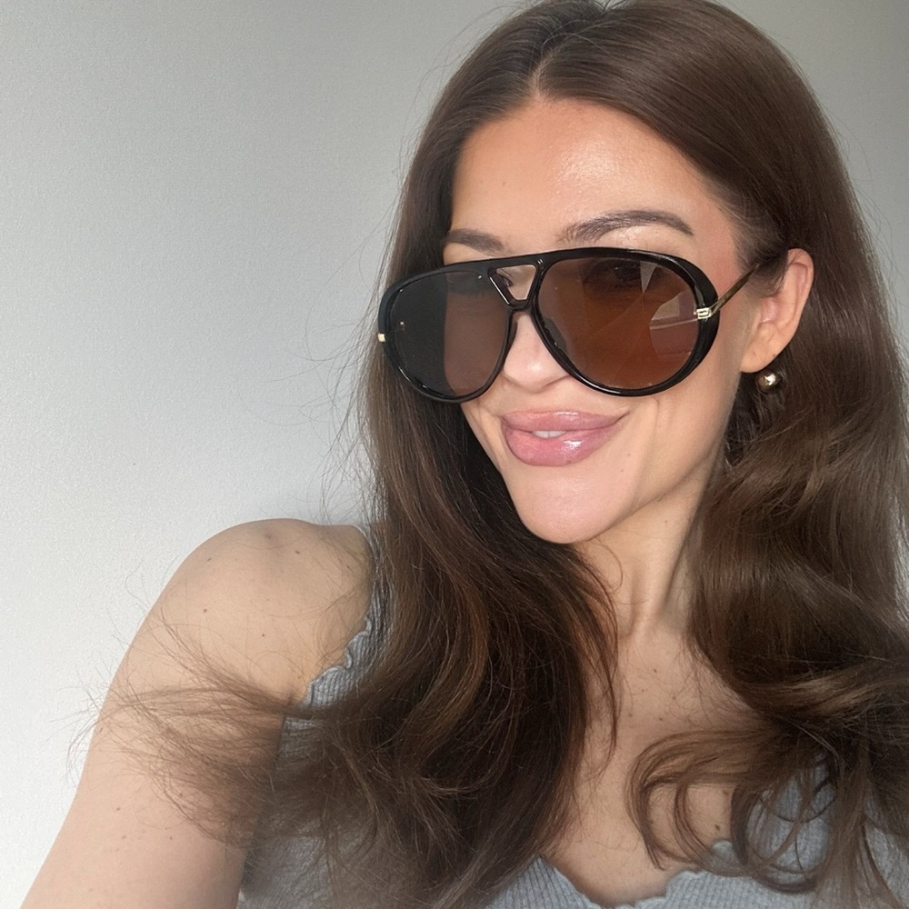 Women’s Black Sunglasses with Gold Arms
